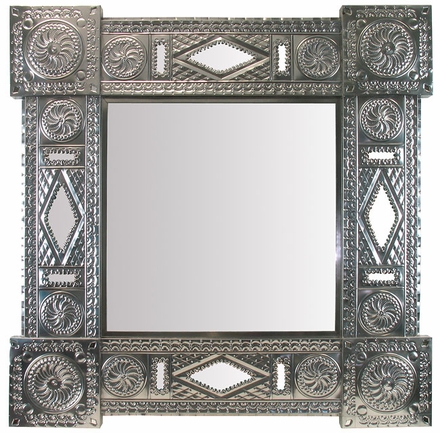 Natural Tin Square Chinese Mirror