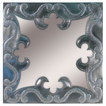 Natural Tin Square Ornate Mirror