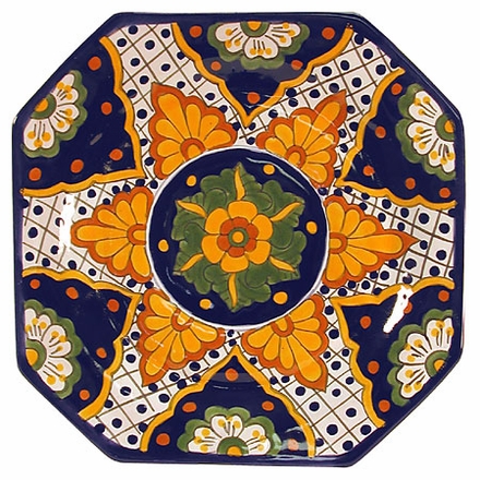 Octagonal Mexican Design Talavera Plate