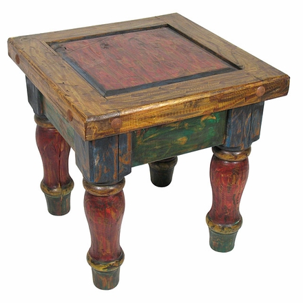 Old Mexico Painted Wood End Table - Minimum Order 2