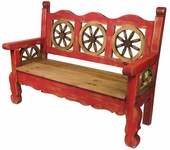 Old Mexico Red Wagon Wheel Bench