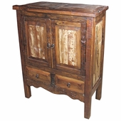 Old Rustic Wood Pantry Cabinet with 2 Doors and 2 Drawers