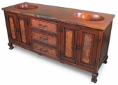 Old Wood and Copper Double Sink Cabinet