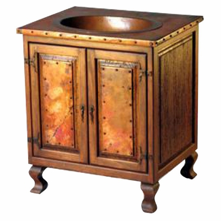 Old Wood and Copper Sink Cabinet - 2 Door