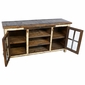Old Wood and Cream Patina Entertainment Console with Glass Doors