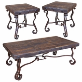 Old Wood and Iron Living Room Set - 3 Pieces