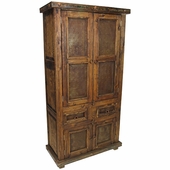 Old Wood Armoire with Rustic Metal Panels