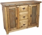Old Wood Buffet with Iron Panel Doors