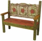 Old Wood Carved & Painted Bench