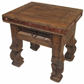 Old Wood Iron Banded Ox Yoke End Table - 1 Drawer - Minimum Order 2