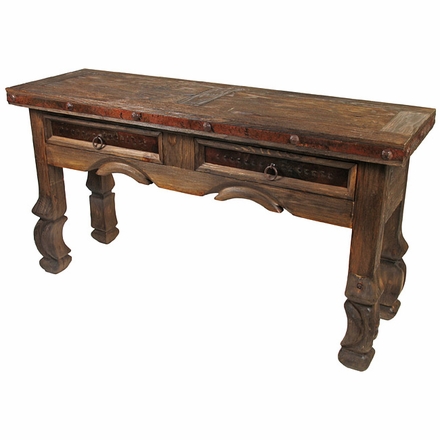 Old Wood Iron Banded Ox Yoke Sofa Table