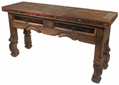 Old Wood Iron Banded Ox Yoke Sofa Table