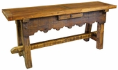 Old World Rustic Console Table with Scalloped Front