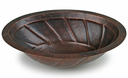 Oval Hammered Copper Sink - Spiral Design