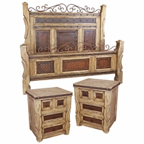 Ox Yoke Rustic 3-Piece Bedroom Set with Hammered Iron Accents