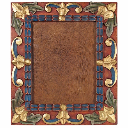 Painted Carved Wood Floral Picture Frame - For 8 x 10