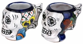 Painted Ceramic Sugar Skull Shot Glass - Set of 2