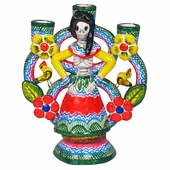 Painted Clay Day of the Dead Skeleton Candlestick