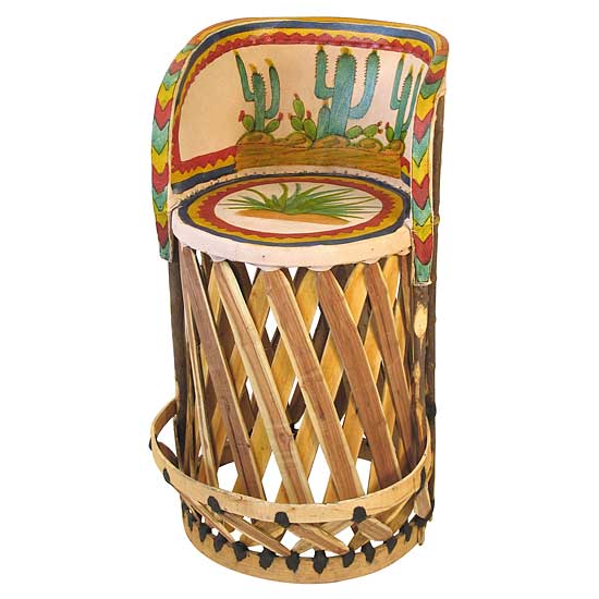 Set of 2 Equipale Bar Stools Painted Desert Scene