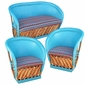 Painted Equipale Sofa and Lounge Chair Set with Upholstered Seats