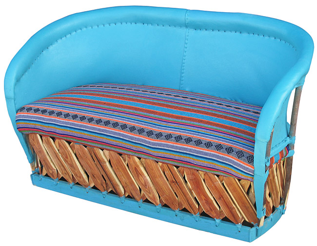 Painted Equipale Sofa with Upholstered Seat