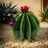 Painted Metal Barrel Cactus Yard Sculpture - 24