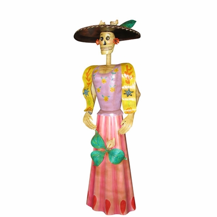Painted Metal Catrina Sculpture - Small