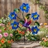 Painted Metal Flowers with Hummingbird - Small