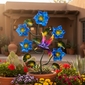 Painted Metal Flowers with Hummingbird - Small