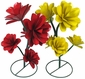 Painted Metal Garden Art Flowers with 5 Blooms