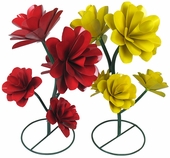 Painted Metal Garden Art Flowers with 5 Blooms