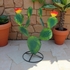 Painted Metal Prickly Pear Cactus Sculptures - Green