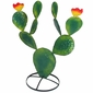 Painted Metal Prickly Pear Cactus Sculptures - Green