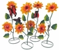 Painted Metal Sunflower Sculptures with Garden Critters