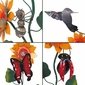 Painted Metal Sunflower Sculptures with Garden Critters