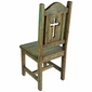 Painted Mexican Pine Dining Chair With Cross Back - Green