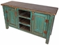 Painted Rustic Wood Entertainment Console or Credenza - Teal