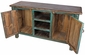 Painted Rustic Wood Entertainment Console or Credenza - Teal