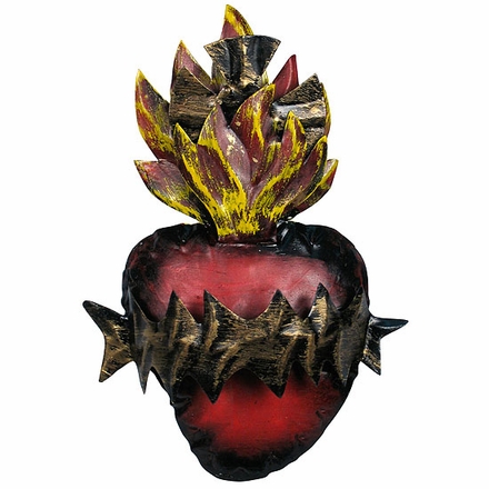 Painted Tin Burning Crown Heart Decoration