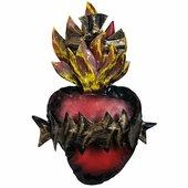 Painted Tin Burning Crown Heart Decoration