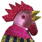 Painted Tin Crowing Rooster Figurine