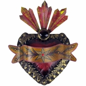 Painted Tin Crowned Ribbon Heart Wall Decoration