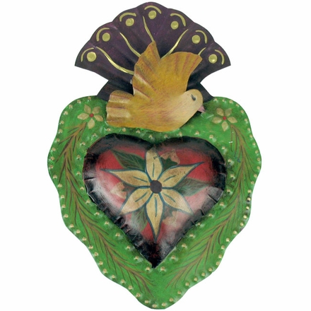 Painted Tin Flower Heart Wall Decoration