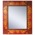 Painted Tin Folk Art Red Floral Frame Mirror
