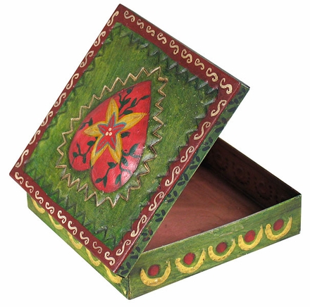 Painted Tin Heart Container Box