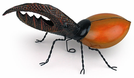Painted Tin Hercules Beetle Sculpture