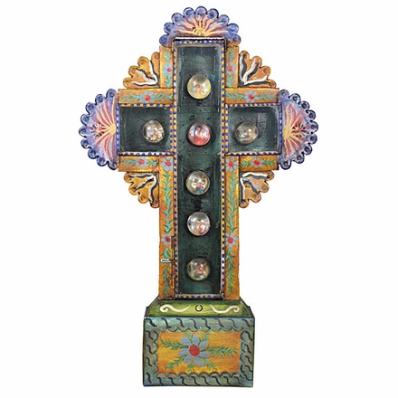 Painted Tin Jewel Cross