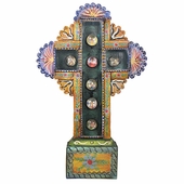 Painted Tin Jewel Cross