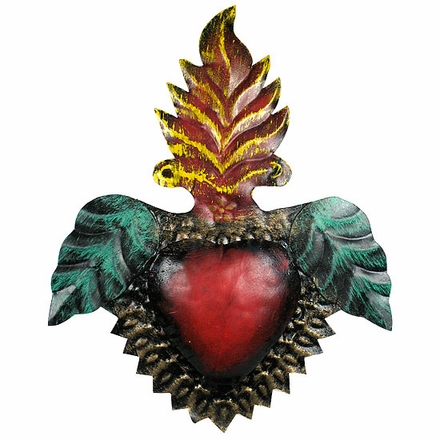 Painted Tin Leaf-Flame Heart Decoration