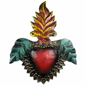 Painted Tin Leaf-Flame Heart Decoration